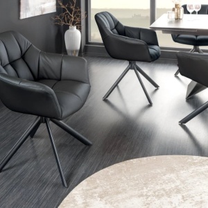 Set 2 scaune pivotante Papillon, piele neagra - Img 8