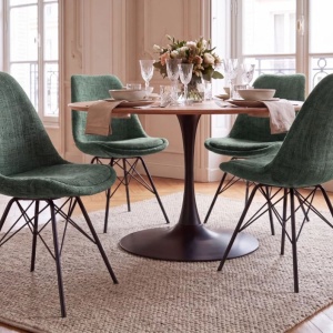 Set 4 scaune moderne Scandinavia tesatura structurata verde - Img 2