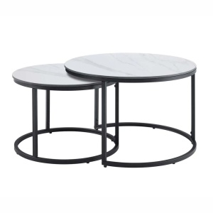 Set de 2 masute cu blat ceramic alb ELEGANCE 75cm - Img 2