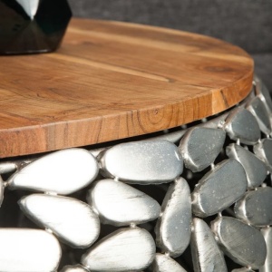 Set de 2 masute design unicat Stone Mosaic, argintiu A-41433 VC - Img 2