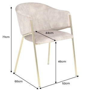 Set de 2 scaune aspect retro, Metal Auriu, Catifea Bej, NOBLESSE A-47582 VC - Img 2