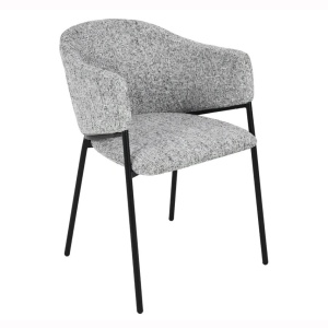 Set de 2 scaune aspect retro, Metal Negru, Chenille Gri, NOBLESSE A-47577 VC