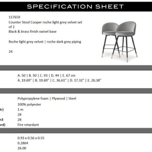 Set de 2 scaune de bar pivotante, design LUX, Counter Stool Cooper gri deschis - Img 7