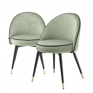 Set de 2 scaune design elegant LUX Cooper, catifea verde 114305 HZ
