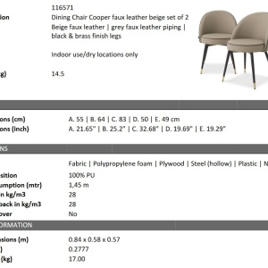 Set de 2 scaune design LUX Cooper, piele sintetica bej - Img 2