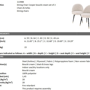 Set de 2 scaune elegante design LUX Cooper, crem 113988 HZ - Img 2