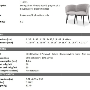 Set de 2 scaune LUX Filmore Boucle gri - Img 2