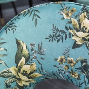 Set de 2 scaune moderne tapitate cu model floral Boutique turcoaz - Img 4