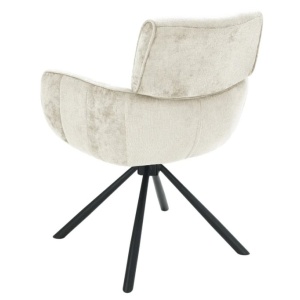 Set de 2 scaune pivotante, Metal Negru, Chenille Sampanie, UNIQUE A-46322 VC - Img 6
