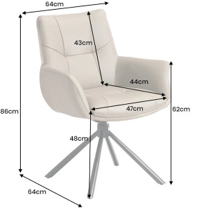 Set de 2 scaune pivotante SIGNATURE piele naturala taupe - Img 5