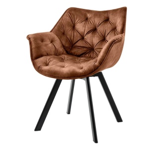 Set de 2 scaune pivotante The Dutch Comfort, catifea maro ruginiu