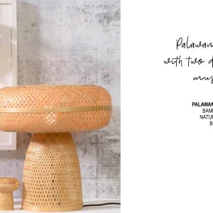 Set de 3 piese, lampa de masa cu 2 ciupercute decorative din bambus Palawan natur 195941 universul-luminii.ro