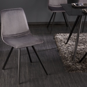 Set de 4 scaune industrial retro Amsterdam, catifea gri inchis A-39920 VC - Img 6