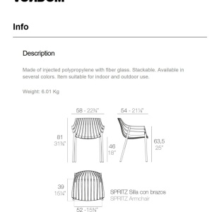 Set de 4 Scaune moderne cu brate de exterior / interior design premium SPRITZ ARMCHAIR 56017 - Img 9