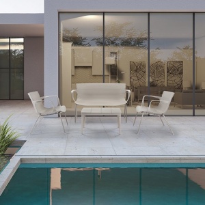 Set mobilier de exterior din 4 piese Jara gri