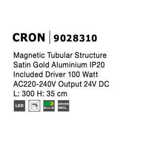 Sistem tubular magnetic-decorativ CRON, auriu satinat NVL-9028310 87891 universul-luminii.ro