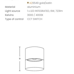 Spot aplicat auriu LED LIMAN 6W CCT - Img 2