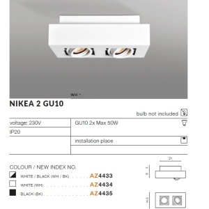 Spot aplicat directionabil de tavan/plafon NIKEA 2 GU10 negru 97701 universul-luminii.ro