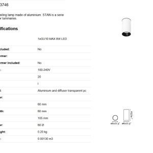 Spot aplicat pentru tavan si plafon design modern STAN alb 83321 universul-luminii.ro