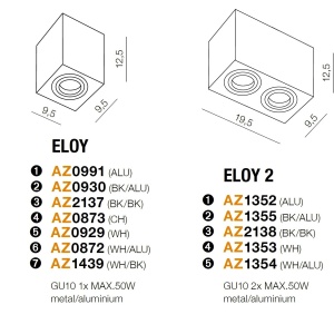 Spot directionabil aplicat tavan/plafon stil modern ELOY 1 White 199391 universul-luminii.ro