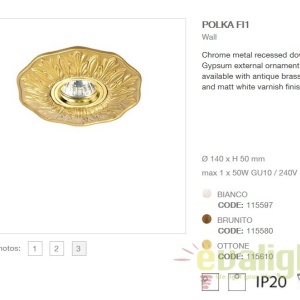 Spot incastrabil cu ornament din ghips, POLKA FI1 115610 OTTONE 47191 universul-luminii.ro