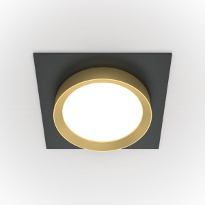 Spot incastrabil design tehnic Loop negru, auriu 11x11cm - Img 3