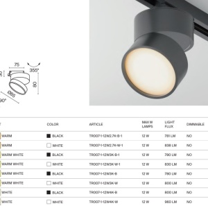 Spot LED, accesoriu pentru sinele monofazate Unity, Onda alb 12W 3000K - Img 4