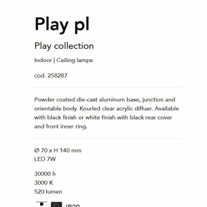 Spot LED aplicat aparent PLAY PL BIANCO - Img 3