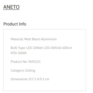 Spot LED aplicat diametru 7,2cm ANETO negru, NVL-9695151 - Img 4