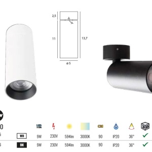 Spot LED aplicat directionabil Halo A alb - Img 6
