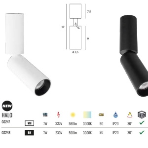 Spot LED aplicat directionabil Halo B negru 57581 universul-luminii.ro