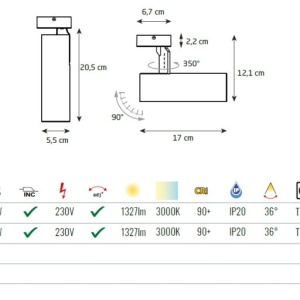 Spot LED aplicat directionabil SHINEMAKER alb - Img 8