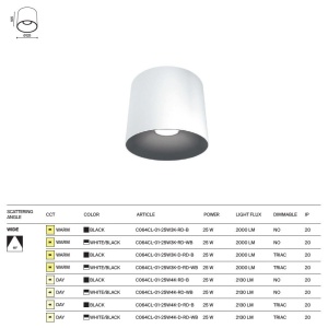 Spot LED aplicat, plafoniera dimabila design tehnic Alfa alb, negru 12,5cm, 3000K 120241 universul-luminii.ro