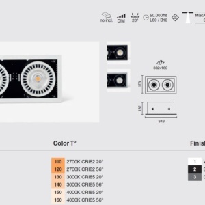 Spot LED incastrabil COLIN-2 Grey recessed 48-72W 4000K 56° 206531 universul-luminii.ro