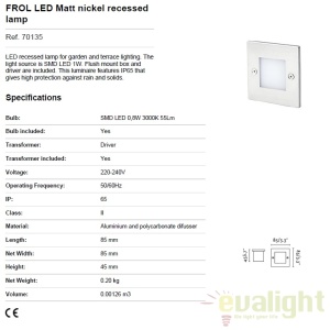 Spot LED incastrabil de exterior cu protectie IP65 FROL 70135 182721 universul-luminii.ro