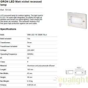 Spot LED incastrabil de exterior cu protectie IP65 GRON 70134 66191 universul-luminii.ro