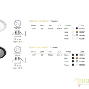Spot LED incastrabil design modern GAME FI1 ROUND negru / argintiu 192321 - Img 5