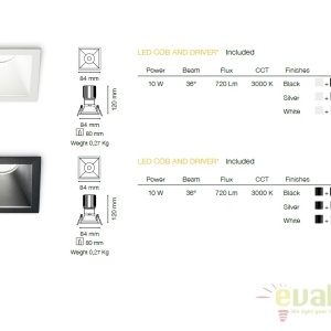 Spot LED incastrabil design modern GAME FI1 SQUARE alb / alb 192376 - Img 4