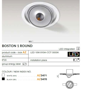 Spot LED incastrabil directionabil de tavan/plafon BOSTON 1 ROUND negru 188461 universul-luminii.ro