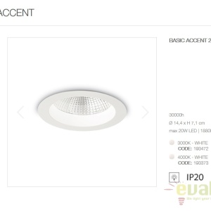 Spot LED incastrabil IP44 BASIC ACCENT 20W 3000K 48681 universul-luminii.ro