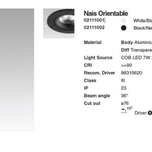 Spot LED incastrabil pentru tavan / plafon orientabil NAIS negru 223931 universul-luminii.ro