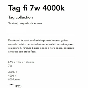 Spot LED incastrabil Tag fi 7w 4000k, Negru 166061 universul-luminii.ro