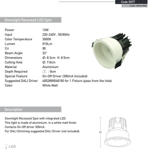 Spot LED incastrabil Trimless alb 13W D-8,3cm - Img 2
