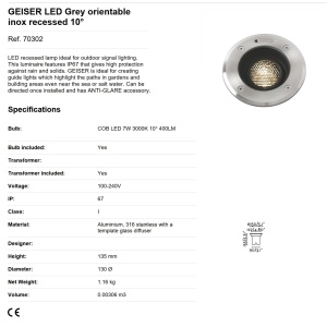 Spot LED orientabil / incastrabil de exterior pentru pavaj 13cm GEISER 7W 84841 universul-luminii.ro