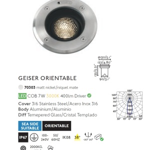 Spot LED orientabil / incastrabil de exterior pentru pavaj 13cm GEISER 7W 84861 universul-luminii.ro