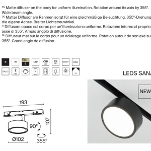Spot LED pentru sina magnetica Rado Exility 3000K 18W 120 grade - Img 9