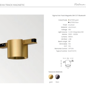 Spot magnetic Smart pentru sina magnetica SIGMA, EVIA 8W CCT auriu - Img 3