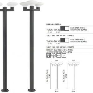 Stalp exterior 74435+doua globuri 74430 Blub-s 178311 universul-luminii.ro