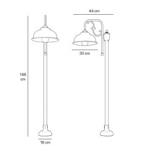Stalp exterior IP44 realizat manual din alama Lipari - Img 2