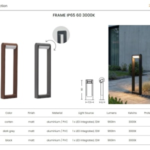 Stalp exterior LED modern IP65 FRAME 60 3000K BK - Img 2